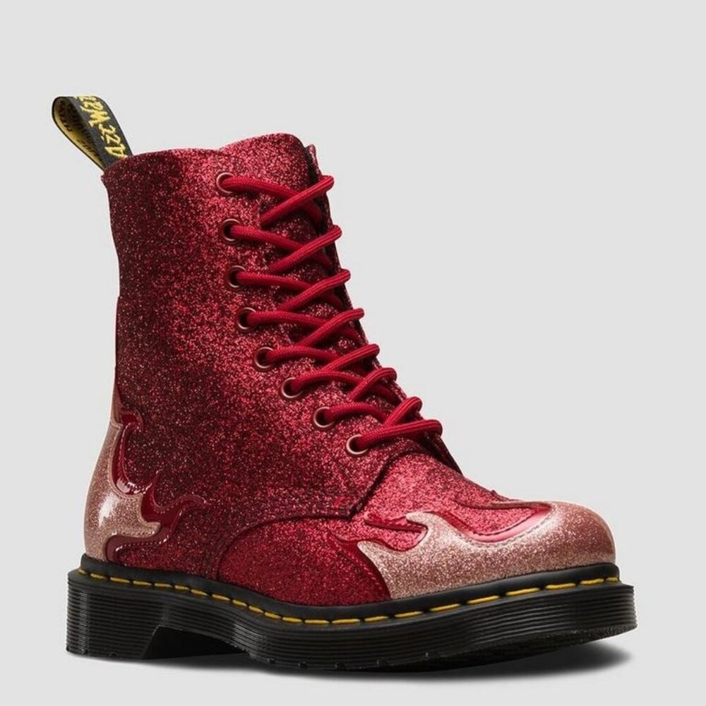 Dr. Martens 1460 Pascal Flame Glitter Boot - Picture 2 of 11